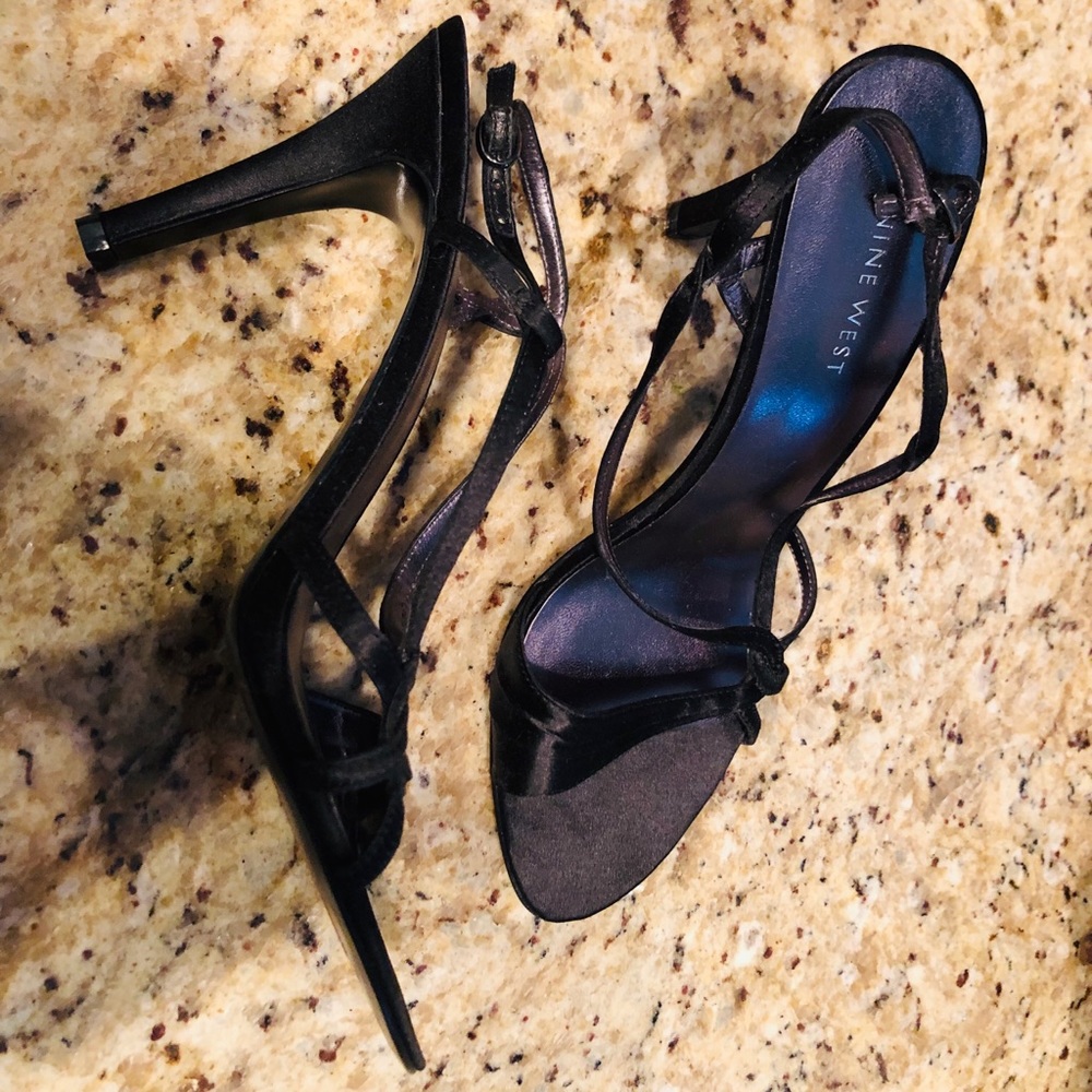 Satin Nine West strappy heels